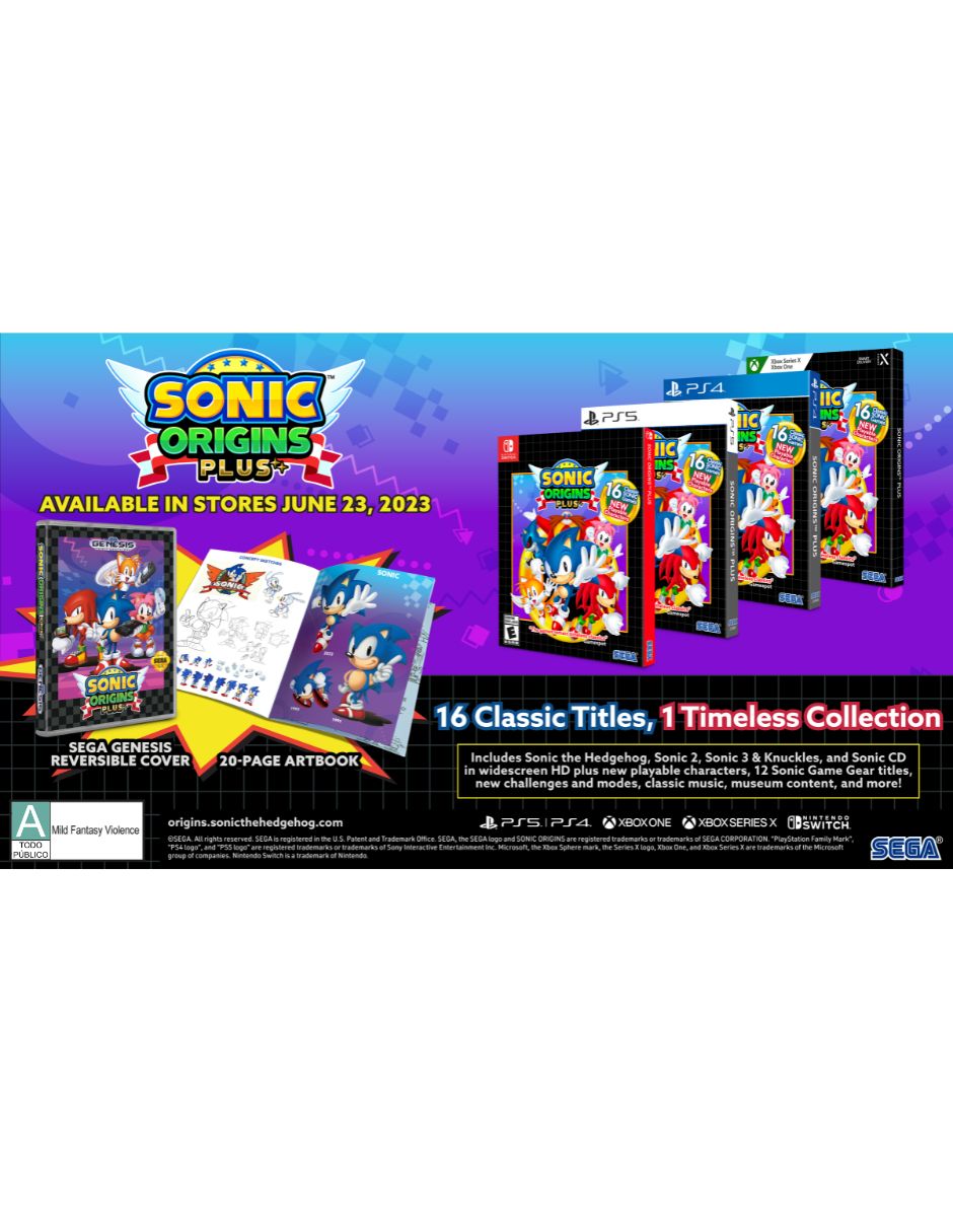 Sonic Origins Plus origins para nintendo switch 2
