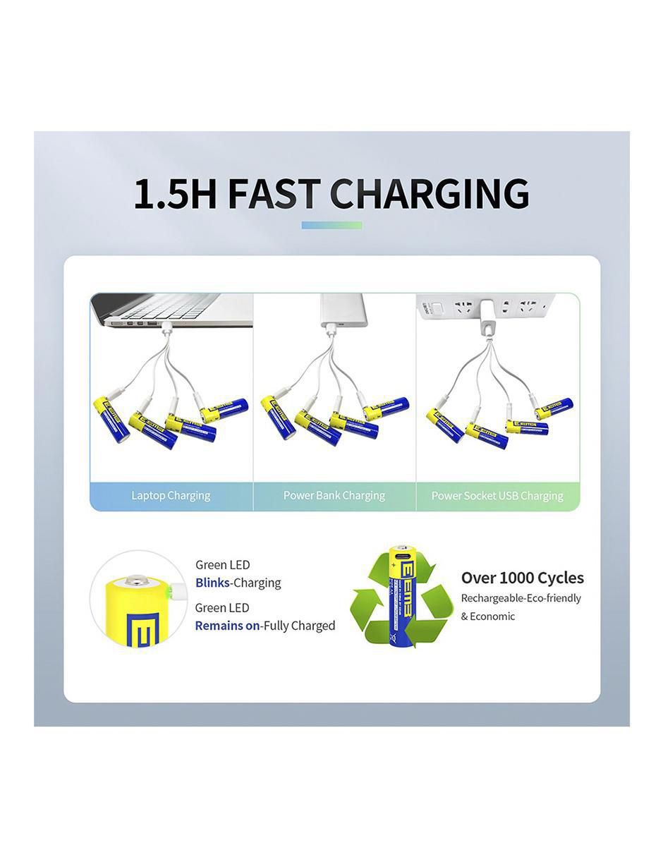 Paquete de pilas AA ión de litio Eemb 1.5 V