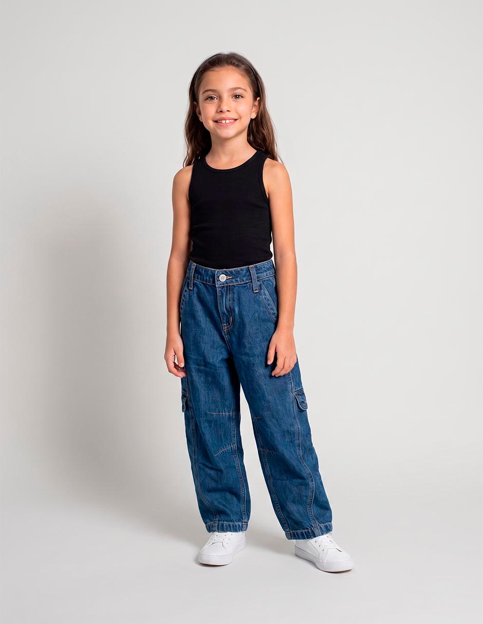 Jeans relajado lavado medio para niña 2