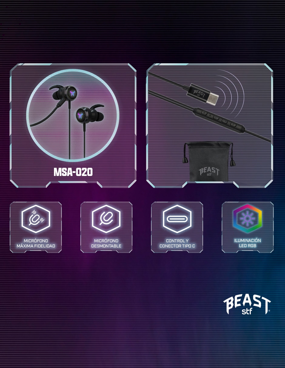 Audífonos gamer alámbrica MSA-020 13