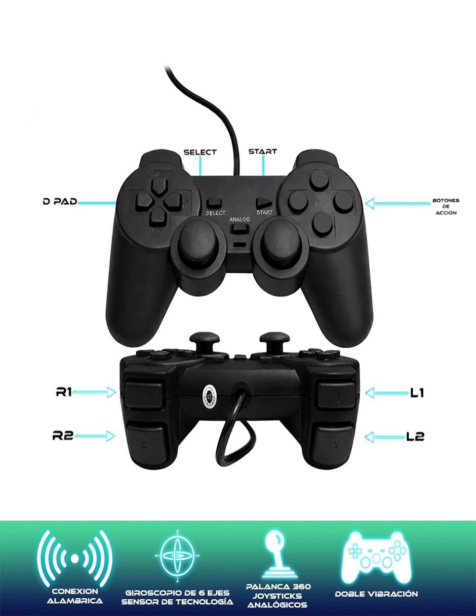 Control SC-PS2BK Alámbrica para PlayStation edición Limitada No aplica 3